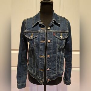 LEVI STRAUSS Denim Jean Jacket Dark Indigo Fitted Style Sz Med
